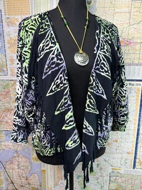 Wild Woman Batik Print Cropped Overlay Top